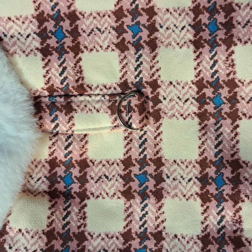 Nwt Plaid Pet Vest with Faux Fur Trim - Picture 3 of 4